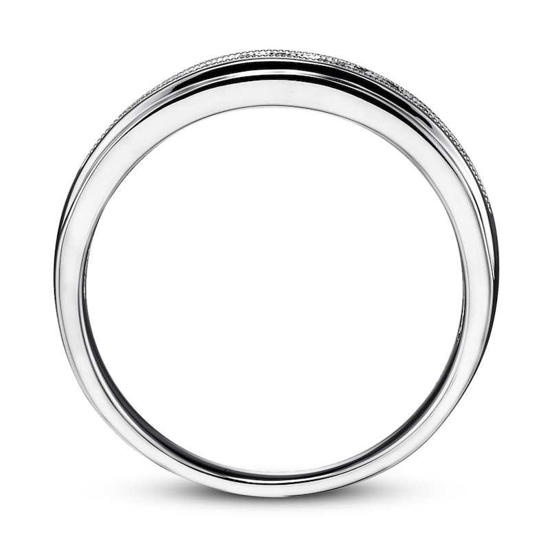 Previously Owned Men's Diamond Wedding Band 1/10 ct tw Round-cut 10K White Gold