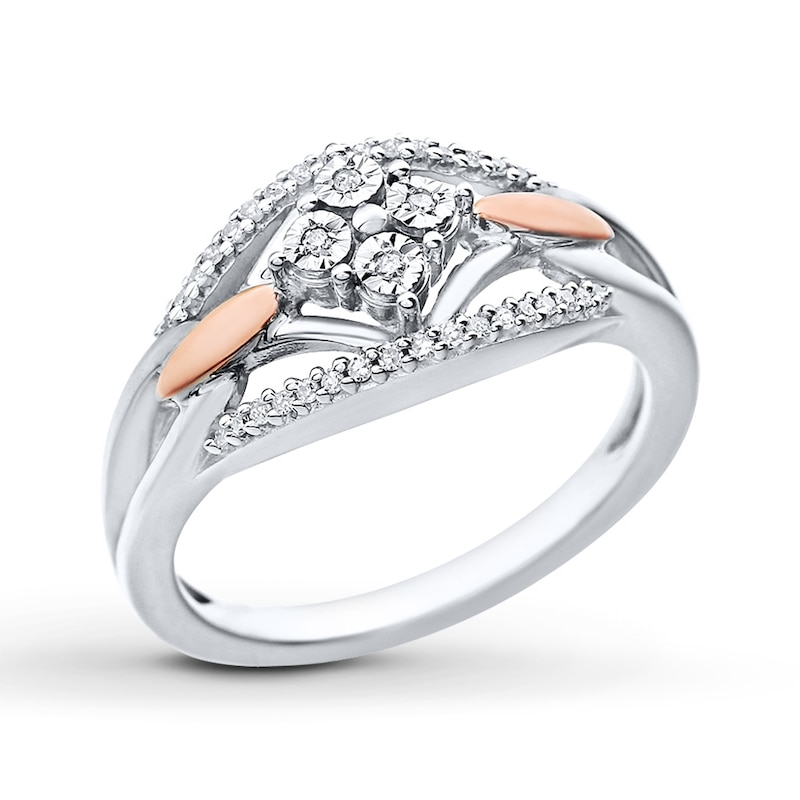 Main Image 3 of Previously Owned Diamond Fashion Ring 1/10 ct tw Sterling Silver & 10K Rose Gold