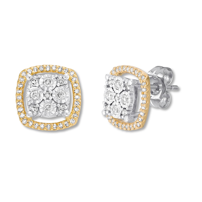 Main Image 2 of Previously Owned Diamond Earrings 1/3 ct tw Round-cut 10K Two-Tone Gold