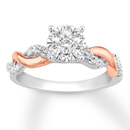 Previously Owned Diamond Engagement Ring 1/2 ct tw Round-cut 10K Two-Tone Gold