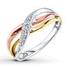 Thumbnail Image 1 of Previously Owned Diamond Ring 1/10 ct tw Round-cut 10K Tri-Tone Gold
