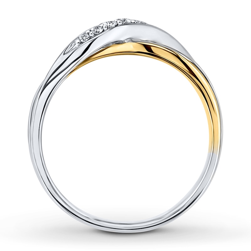 Main Image 2 of Previously Owned Diamond Ring 1/10 ct tw Round-cut 10K Tri-Tone Gold