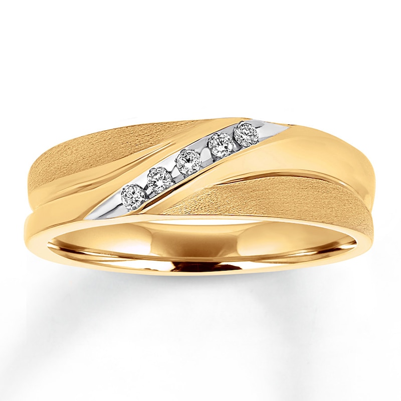 Previously Owned Men's Diamond Wedding Band 1/15 ct tw Round-cut 10K Yellow Gold
