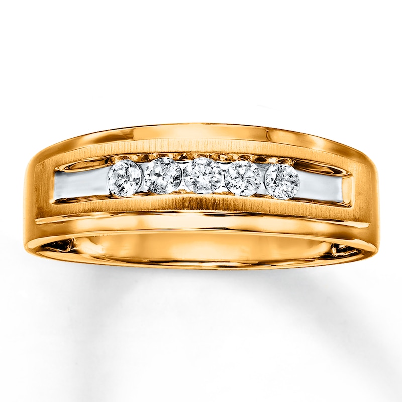 Main Image 1 of Previously Owned Men's Diamond Wedding Band 1/4 ct tw Round-cut 10K Yellow Gold