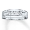 Thumbnail Image 1 of Previously Owned Men's Diamond Wedding Band 1/4 ct tw Round-cut 10K White Gold