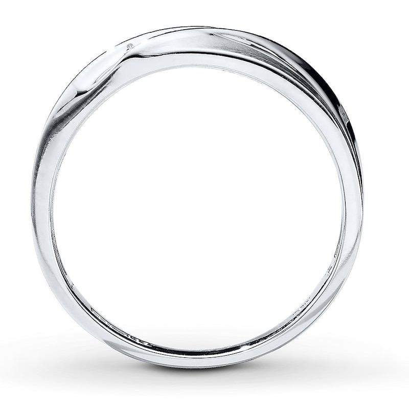 Main Image 2 of Previously Owned Men's Diamond Wedding Band 1/15 ct tw Round-cut 10K White Gold