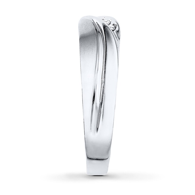 Main Image 3 of Previously Owned Men's Diamond Wedding Band 1/15 ct tw Round-cut 10K White Gold