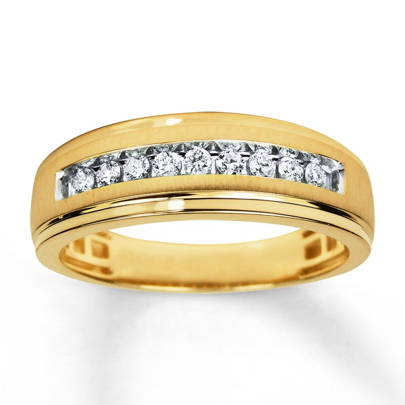 Main Image 1 of Previously Owned Men's Wedding Band 1/4 ct tw Round-cut Diamonds 10K Yellow Gold