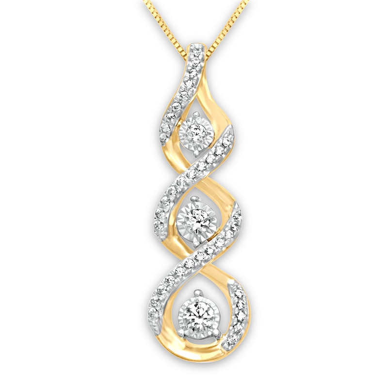 Main Image 1 of Previously Owned Diamond Necklace 1/5 ct tw Round-cut 10K Yellow Gold