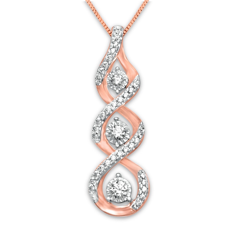 Previously Owned Diamond Necklace 1/5 ct tw Round-cut 10K Rose Gold