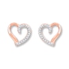 Thumbnail Image 1 of Previously Owned Diamond Heart Earrings 1/10 ct tw Round-cut 10K Rose Gold