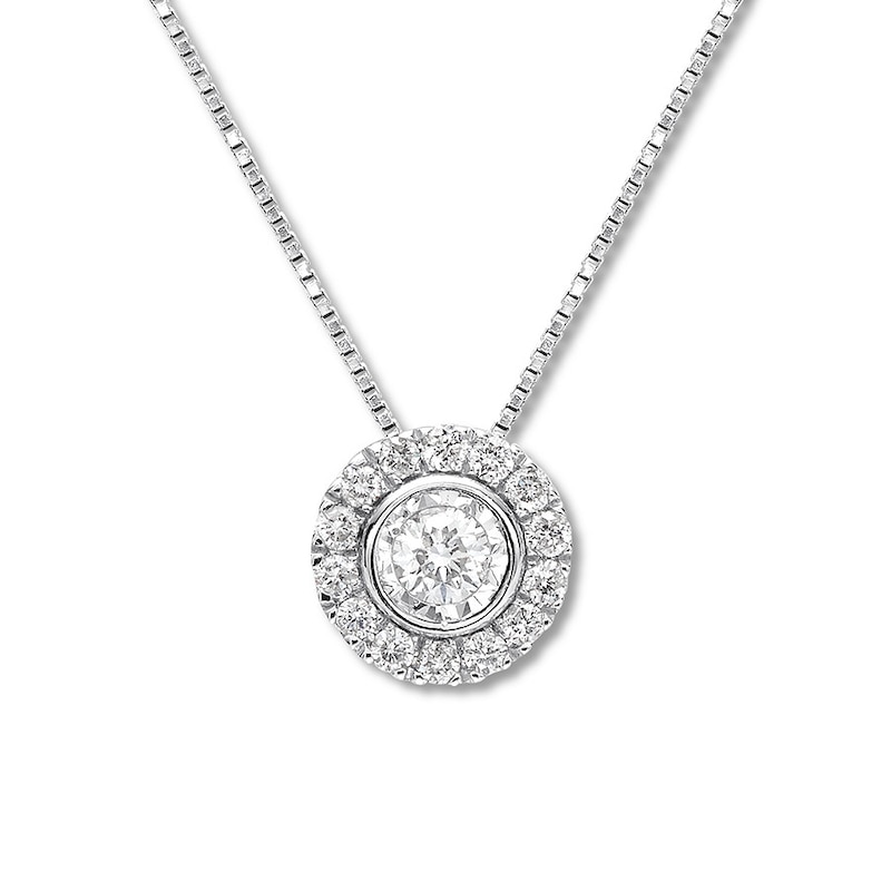 Main Image 1 of Previously Owned Diamond Necklace 1/4 ct tw Round-cut 10K White Gold