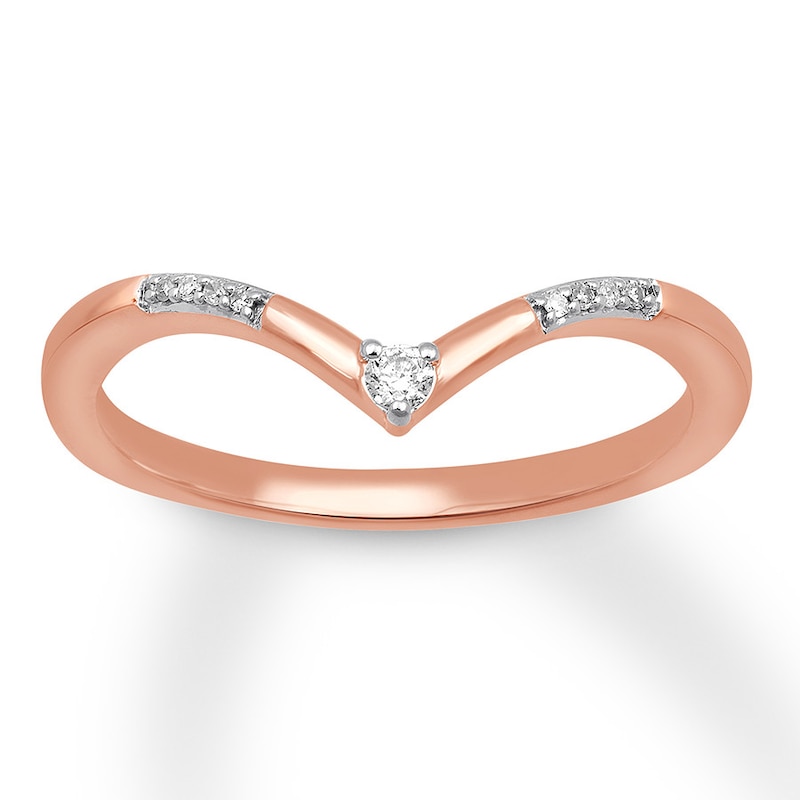 Previously Owned Chevron Ring 1/20 ct tw Round-cut 10K Rose Gold