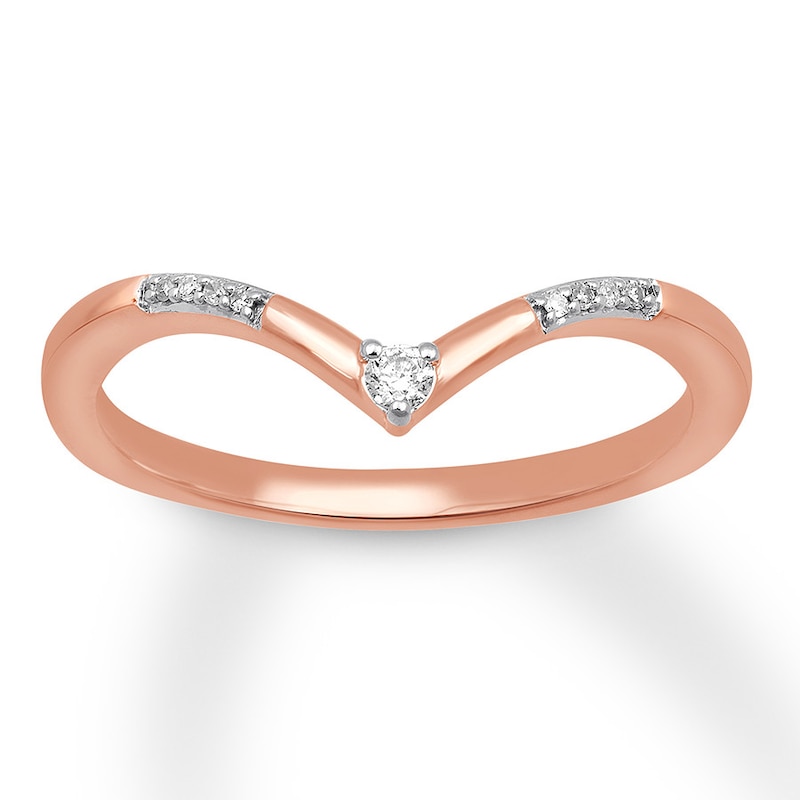 Main Image 1 of Previously Owned Chevron Ring 1/20 ct tw Round-cut 10K Rose Gold