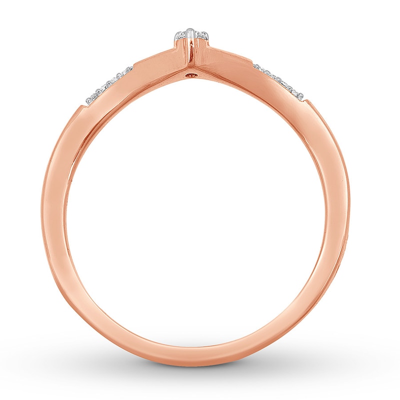 Main Image 2 of Previously Owned Chevron Ring 1/20 ct tw Round-cut 10K Rose Gold