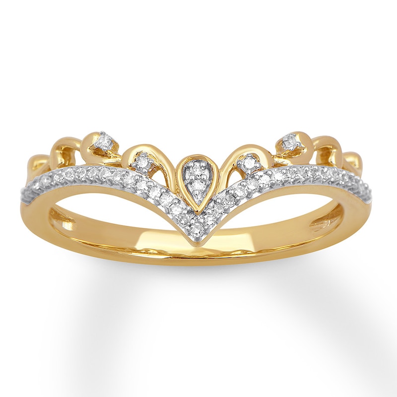 Previously Owned Diamond Chevron Ring 1/10 ct tw Round-cut 10K Yellow Gold