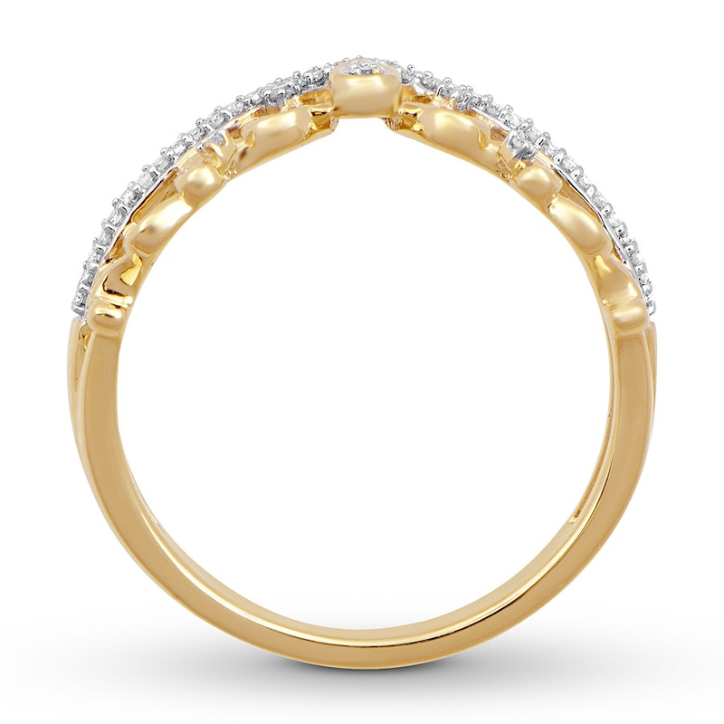 Previously Owned Diamond Chevron Ring 1/10 ct tw Round-cut 10K Yellow Gold