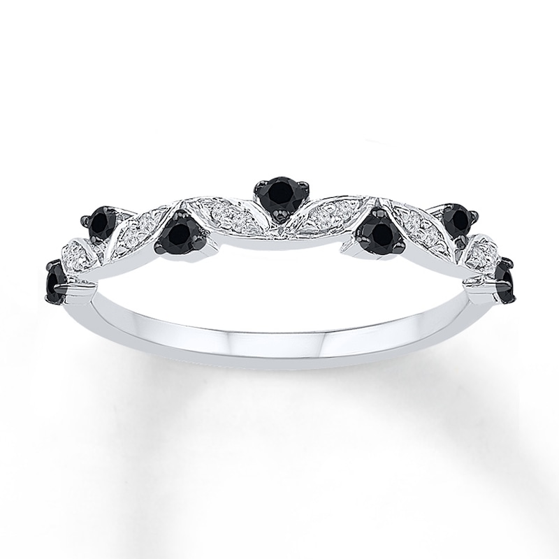 Previously Owned Black & White Diamonds 1/5 ct tw Ring Sterling Silver