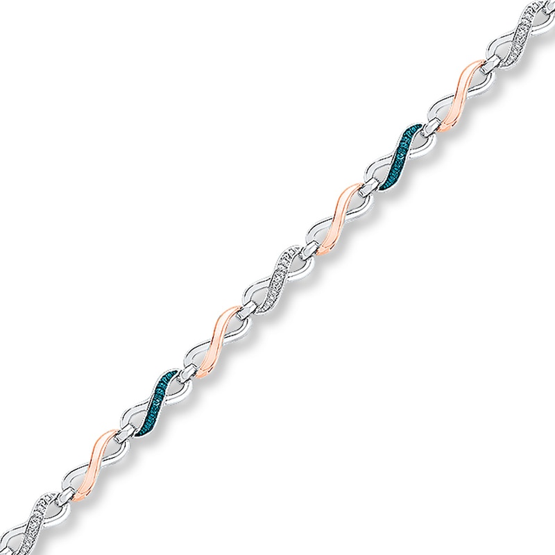 Main Image 1 of Previously Owned Infinity Bracelet Diamond Accents Sterling Silver & 10K Rose Gold