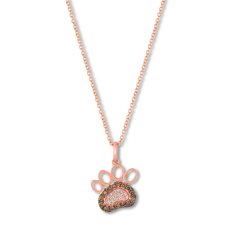 Previously Owned LeVian Paw Print Necklace 1/5 cttw Diamonds 14K Strawberry Gold