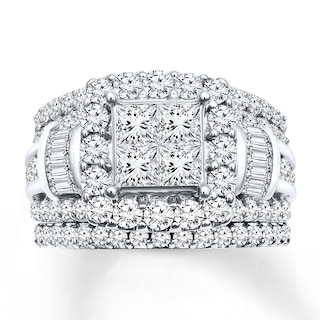 Previously Owned Diamond Bridal Set 3 ct tw Baguette & Round-cut 14K ...