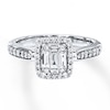 Thumbnail Image 1 of Previously Owned Engagement Ring 3/8 ct tw Baguette & Round-cut Diamonds 14K Gold