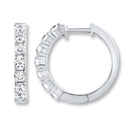 Previously Owned THE LEO Diamond Hoop Earrings 7/8 ct tw Diamonds 14K White Gold