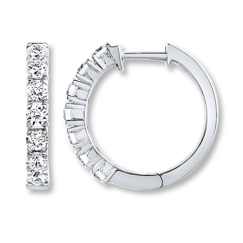 Previously Owned THE LEO Diamond Hoop Earrings 7/8 ct tw Diamonds 14K White Gold