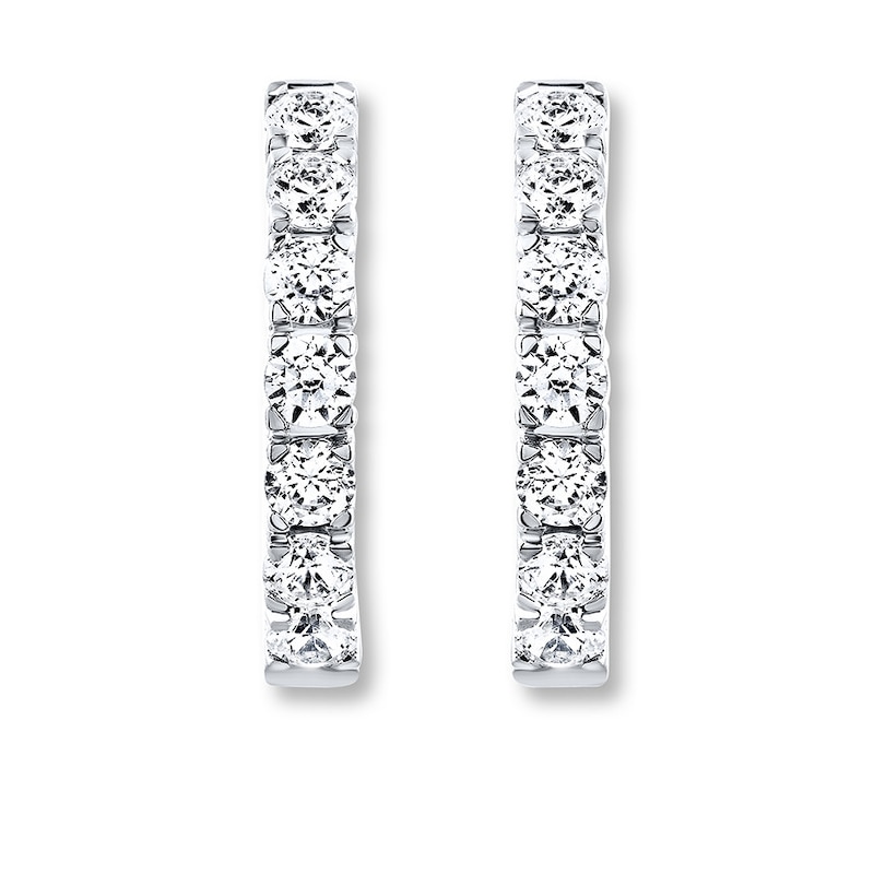 Previously Owned THE LEO Diamond Hoop Earrings 7/8 ct tw Diamonds 14K White Gold