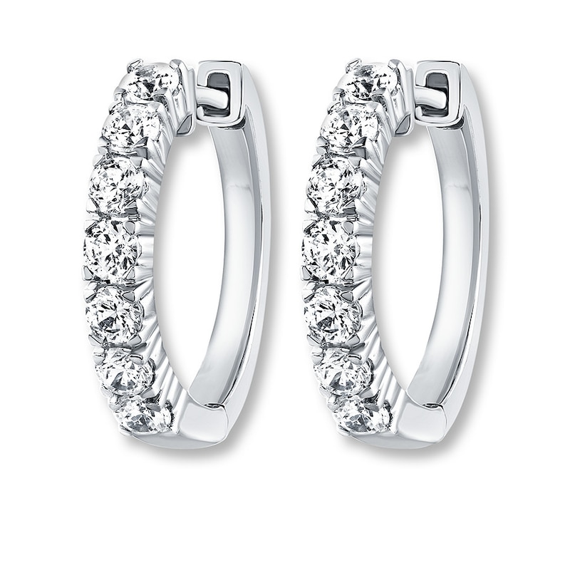 Previously Owned THE LEO Diamond Hoop Earrings 7/8 ct tw Diamonds 14K White Gold