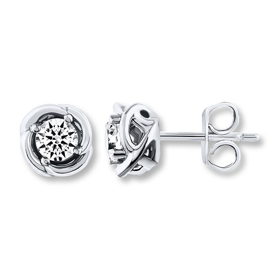 Previously Owned THE LEO Diamond Earrings 1/2 ct tw Round-cut 14K White Gold
