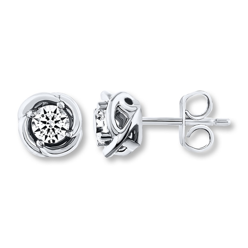 Main Image 1 of Previously Owned THE LEO Diamond Earrings 1/2 ct tw Round-cut 14K White Gold