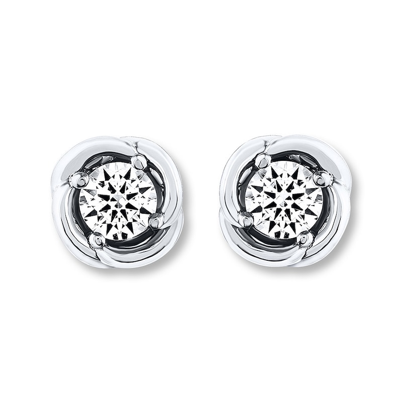Main Image 2 of Previously Owned THE LEO Diamond Earrings 1/2 ct tw Round-cut 14K White Gold
