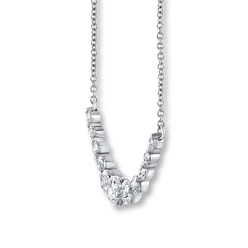 Main Image 2 of Previously Owned THE LEO Diamond Necklace 1 ct tw Round-cut 14K White Gold 19&quot;
