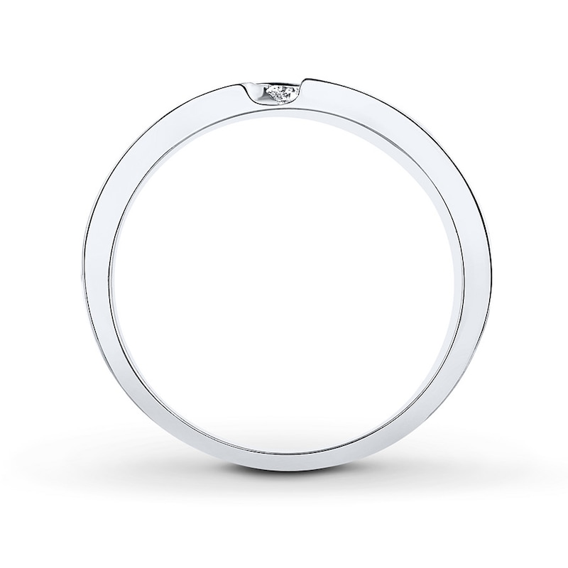 Main Image 2 of Previously Owned THE LEO Men's Wedding Band 1/6 ct tw Round-cut Diamonds 14K White Gold - Size 13.75