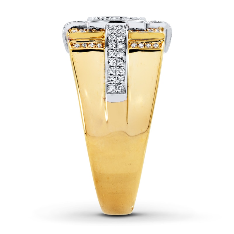 Main Image 3 of Previously Owned Men's Ring 5/8 ct tw Round-cut Diamonds 10K Two-Tone Gold - Size 6.75