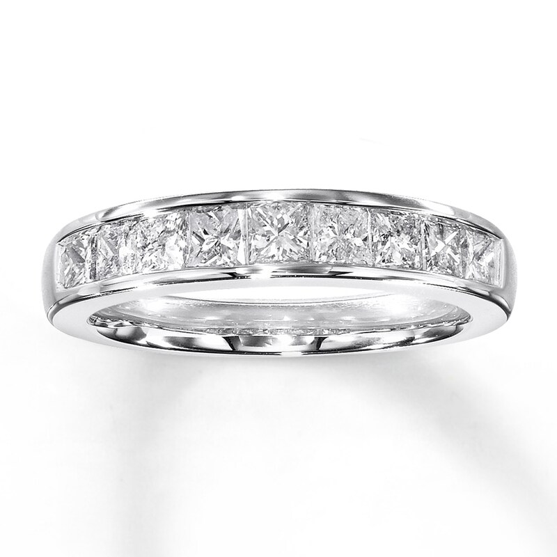 Main Image 1 of Previously Owned Diamond Anniversary Band 1 ct tw Princess-cut 14K White Gold Size 9