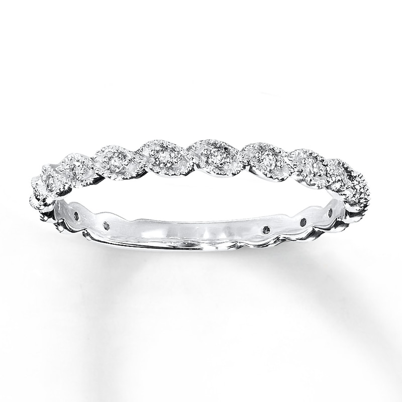 Previously Owned Diamond Anniversary Ring 1/10 ct tw Round-cut 14K White Gold - Size 11.5