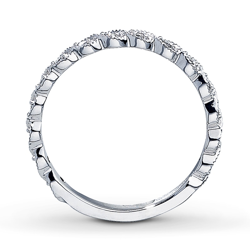 Main Image 2 of Previously Owned Diamond Anniversary Ring 1/10 ct tw Round-cut 14K White Gold - Size 11.5