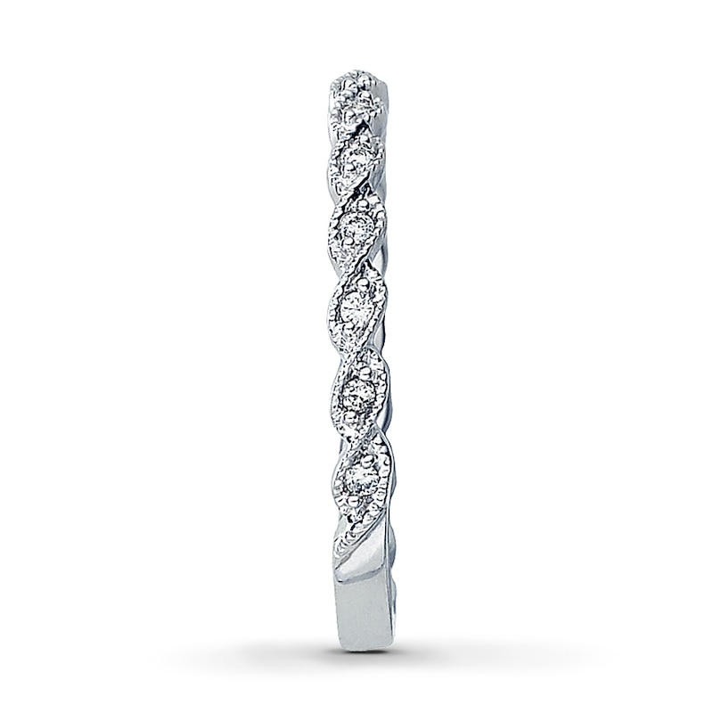 Main Image 3 of Previously Owned Diamond Anniversary Ring 1/10 ct tw Round-cut 14K White Gold - Size 11.5