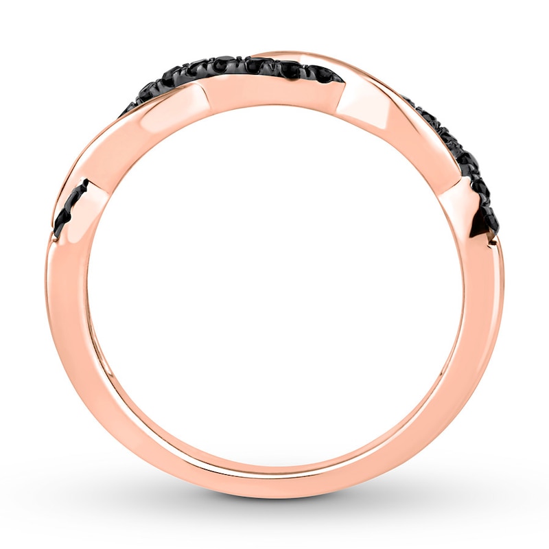 Previously Owned Black Diamond Wedding Band 1/6 ct tw Round-cut 14K Rose Gold