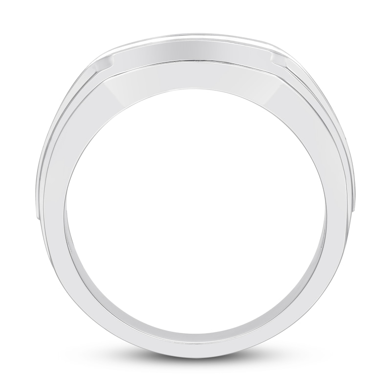 Main Image 2 of Previously Owned Men's Diamond Wedding Band 1/2 ct tw Round-cut 10K White Gold - Size 12