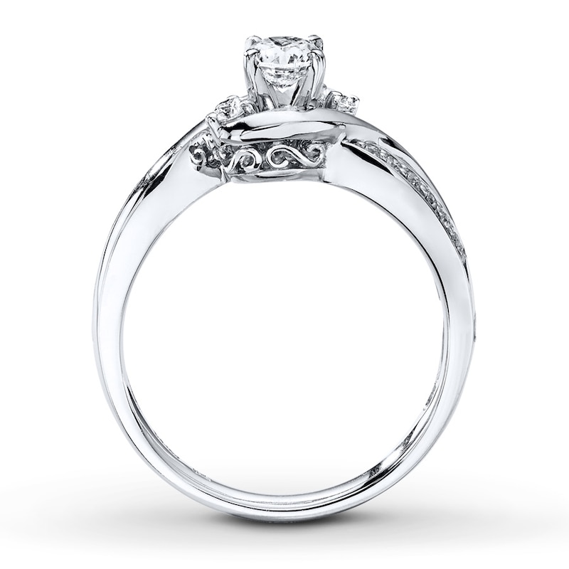 Previously Owned Three-Stone Engagement Ring 3/8 ct tw Round-cut Diamonds 14K White Gold - Size 12.75