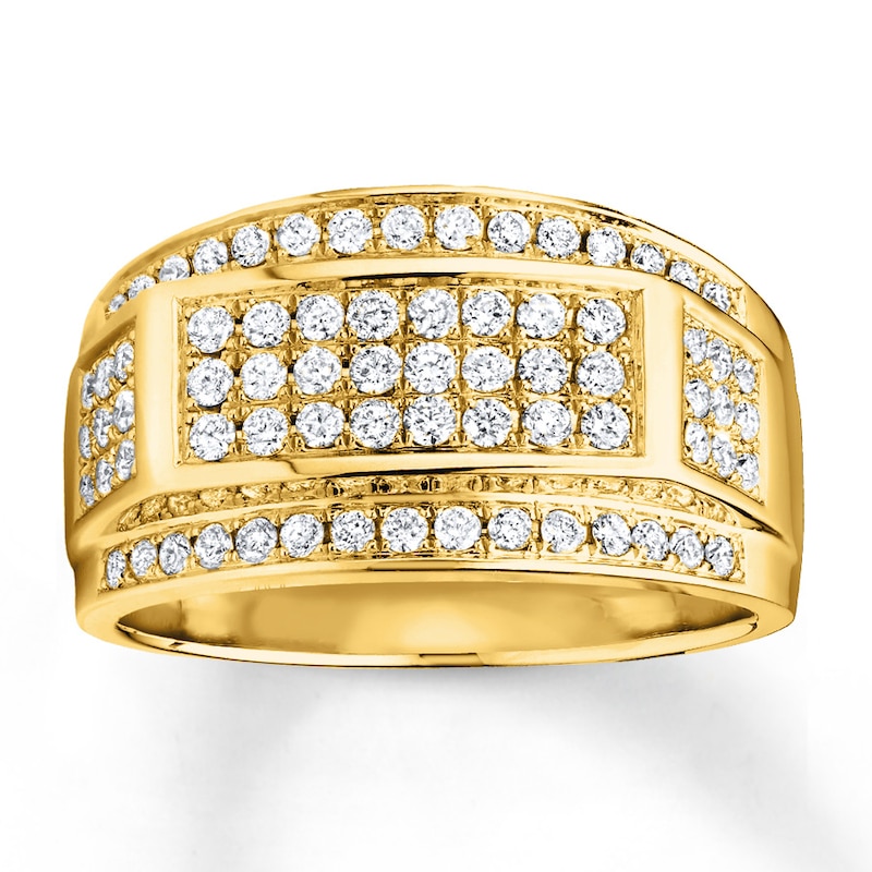 Main Image 1 of Previously Owned Men's Band 1 ct tw Round-cut Diamonds 10K White Gold - Size 14