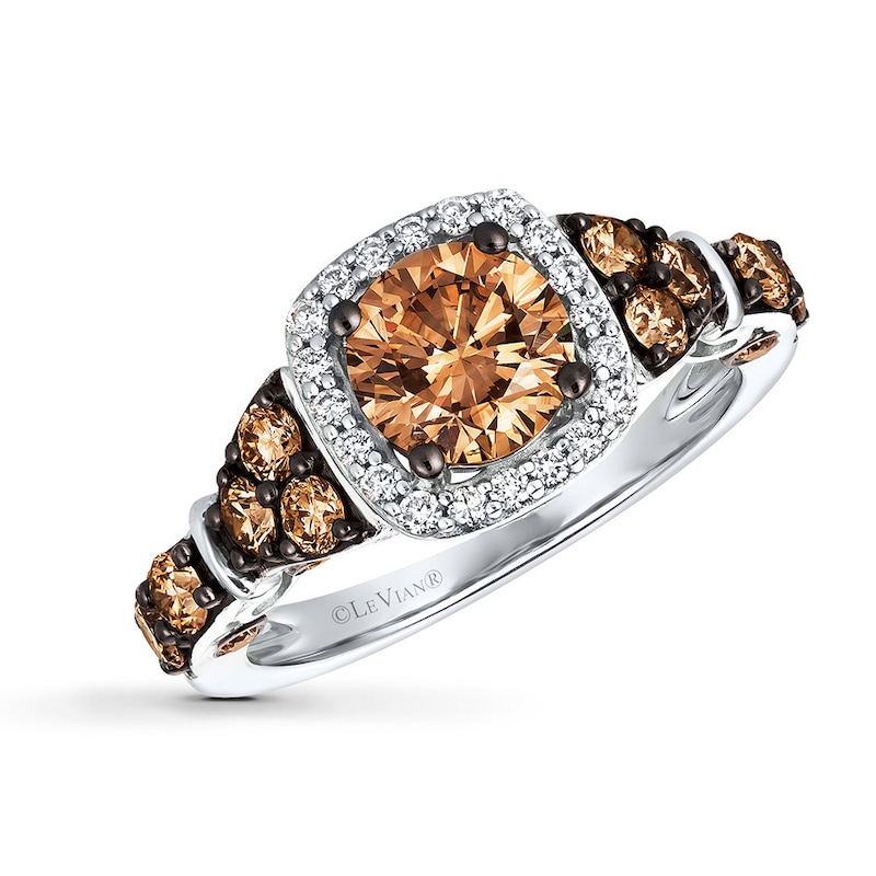 Main Image 1 of Previously Owned Le Vian Chocolate Diamond Ring 2 ct tw Round-cut 14K Vanilla Gold - Size 10