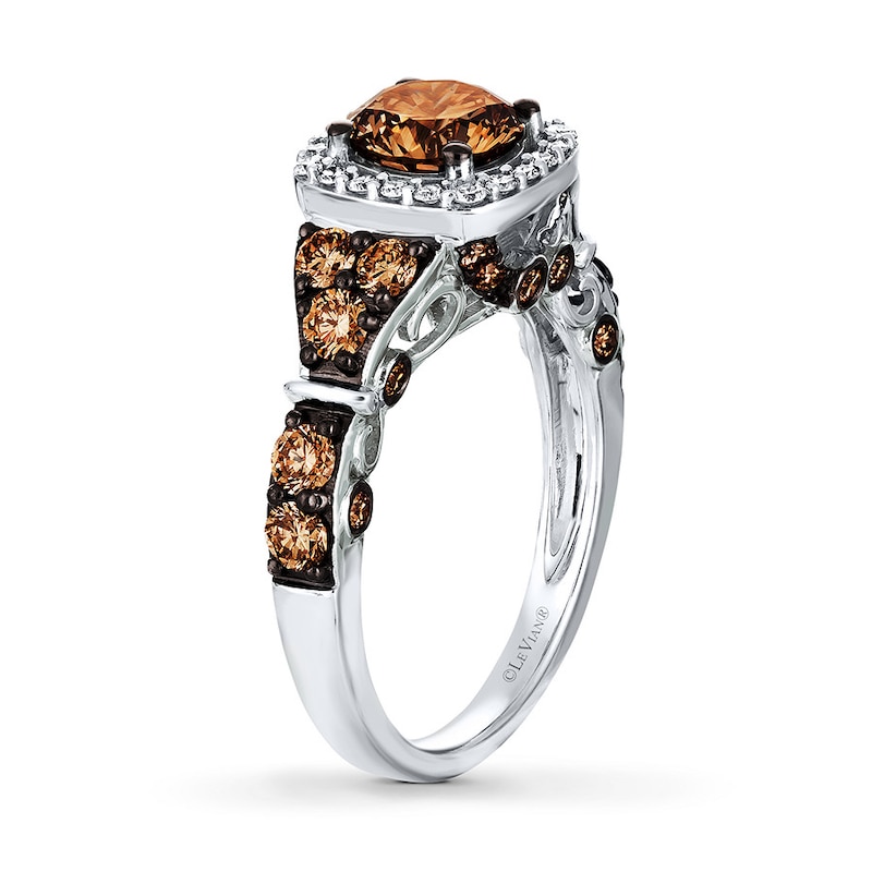 Main Image 2 of Previously Owned Le Vian Chocolate Diamond Ring 2 ct tw Round-cut 14K Vanilla Gold - Size 10