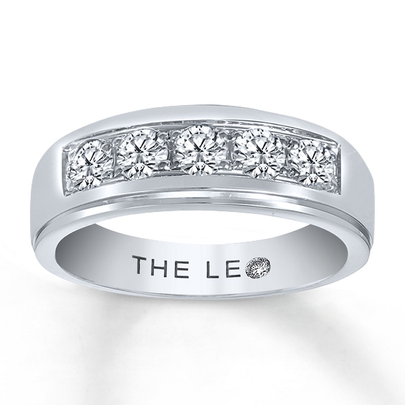 Main Image 1 of Previously Owned THE LEO Diamond Men's Band 1 ct tw Round-cut 14K White Gold - Size 9