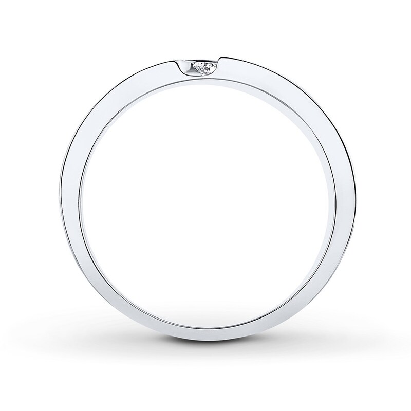 Main Image 2 of Previously Owned THE LEO Men's Wedding Band 1/6 ct tw Round-cut Diamonds 14K White Gold - Size 14