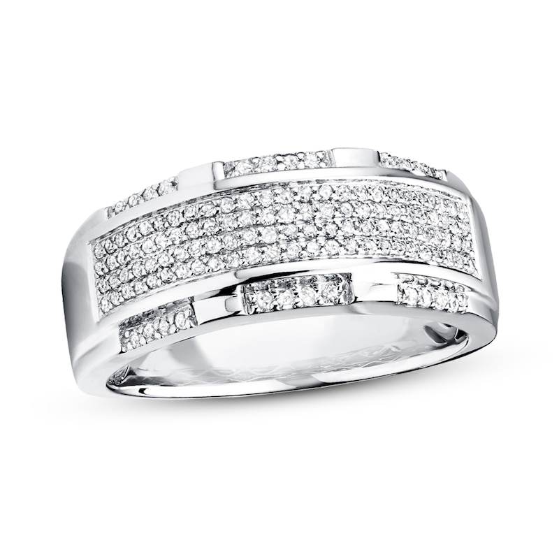 Main Image 1 of Previously Owned Men's Band 1/2 ct tw Round-cut Diamonds 10K White Gold Size 6