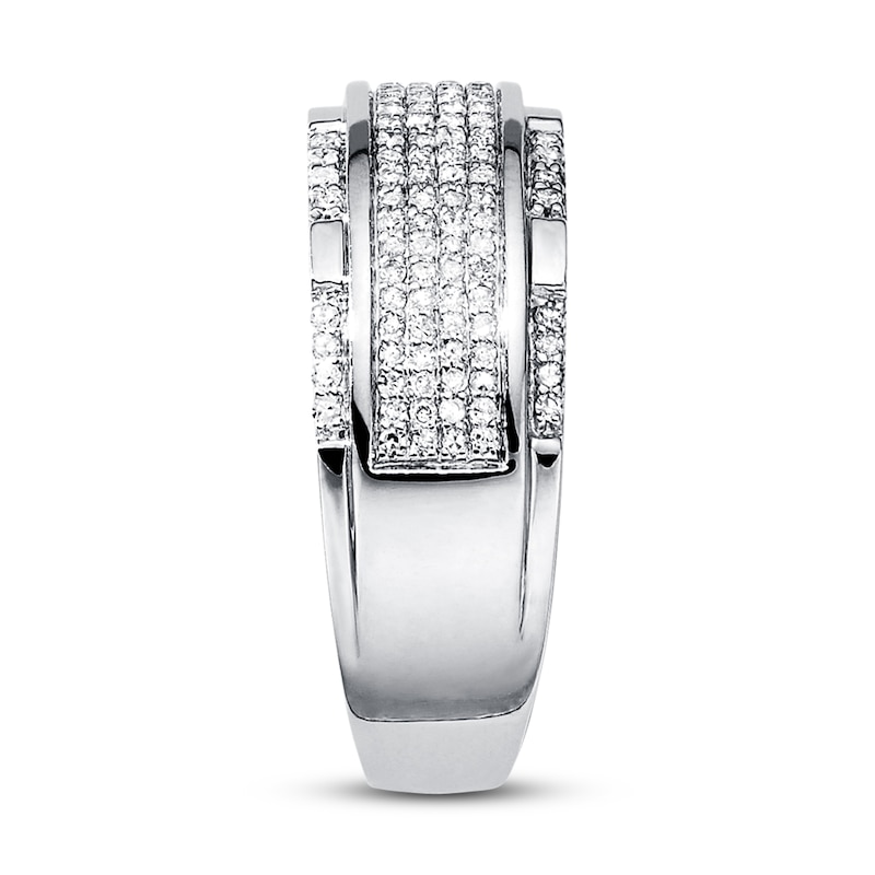 Main Image 3 of Previously Owned Men's Band 1/2 ct tw Round-cut Diamonds 10K White Gold Size 6